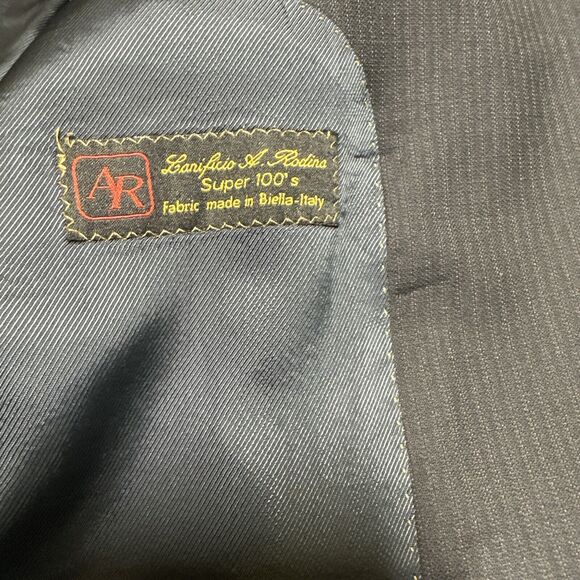 Pronto Uomo Platinum Pinstripe Suit Black 100% Wool size 44L 36 Waist - Picture 16 of 16